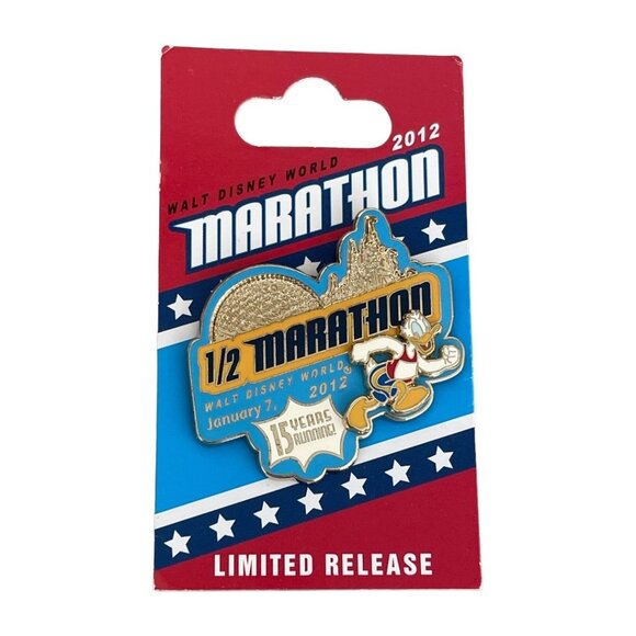 Walt Disney World Run Disney 2012 Half Marathon Donald Duck Logo Limited Pin - Picture 4 of 5